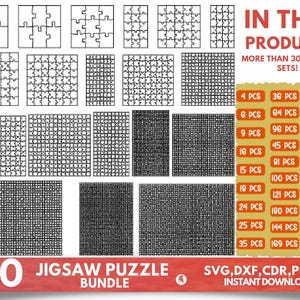 Puzzle Svg Templates, Jigsaw Puzzle Svg, Puzzle Cut template, Puzzle Piece Svg, Laser Cut Puzzle Svg, Puzzle Pieces, Glowforge Puzzle Files.