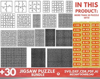 Puzzle Svg Templates, Jigsaw Puzzle Svg, Puzzle Cut template, Puzzle Piece Svg, Laser Cut Puzzle Svg, Puzzle Pieces, Glowforge Puzzle Files.