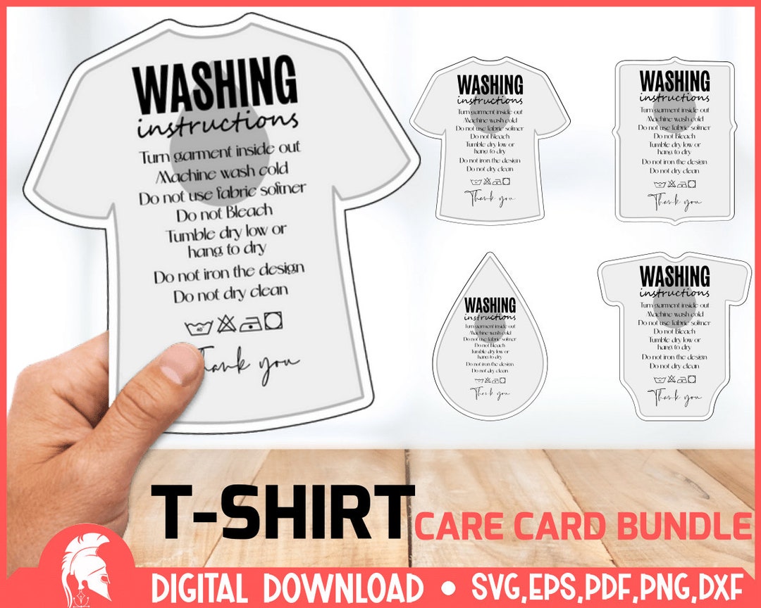 Shirt Care Card SVG Bundle, Care Instruction Card Svg, Cricut File, Silhouette File, PNG ...
