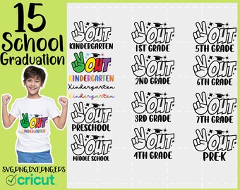 Kindergarten Svg, Last Day of School Svg, Peace Out Kindergarten Svg, Kids Svg, Boys Graduation Shirt Svg Files for Cricut & Silhouette, Png