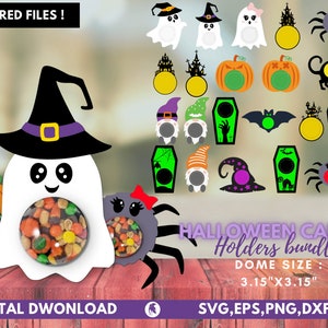 Halloween Candy Dome SVG Bundle, Halloween Candy Holder SVG, Candy Ornements SVG, Chocolate holder svg, Party Favor, Trick or Treat Gifts