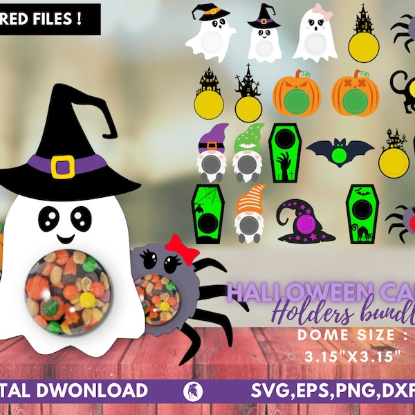 Halloween Candy Dome SVG Bundle, Halloween Candy Holder SVG, Candy Ornaments SVG, Chocolate holder svg, Party Favor, Trick or Treat Gifts