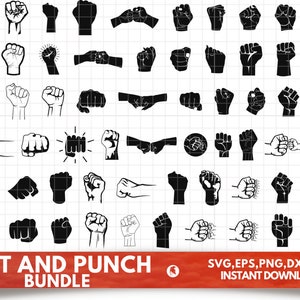 Fist SVG Bundle, Fist PNG Bundle, Fist Clipart, Fist SVG Cut Files for Cricut, Fist Silhouette, Fistbump Svg, Black Fist Svg, Punch Svg