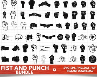 Fist SVG Bundle, Fist PNG Bundle, Fist Clipart, Fist SVG Cut Files for Cricut, Fist Silhouette, Fistbump Svg, Black Fist Svg, Punch Svg