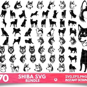 Shiba Inu SVG Bundle - Shiba Inu PNG Bundle - Shiba Inu Clipart - Shiba Inu SVG Cut Files for Cricut, Shiba Inu Silhouette, Shiba Inu Vector