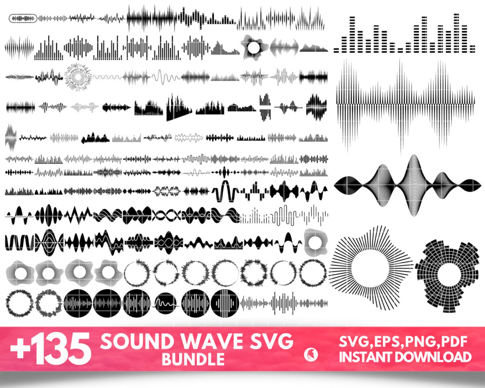 Sound Wave SVG Bundle - Sound Wave PNG Bundle - Sound Wave Clipart ...