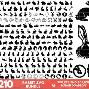 Rabbit SVG Bundle, Bunny svg, Rabbit dxf, Rabbit png, Rabbit eps, Rabbit vector, Rabbit cut files, Rabbit head svg, Easter bunnies svg