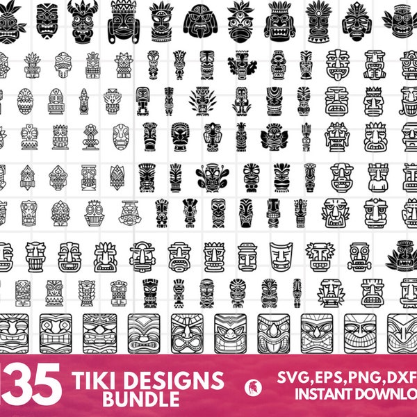 Tiki SVG Bundle - Tiki PNG Bundle - Tiki Clipart - Tiki SVG Cut Files for Cricut - Tiki Silhouette - Tiki Head Svg Png - Tiki Totem Svg Png