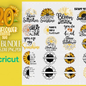 Sonnenblumen Zitate Svg Bundle, Sonnenblume svg, Blumen Svg, Sunshine Monogramm svg,Sunshine Svg Bundle,Cricut Cut Dateien Silhouette,Svg,split svg