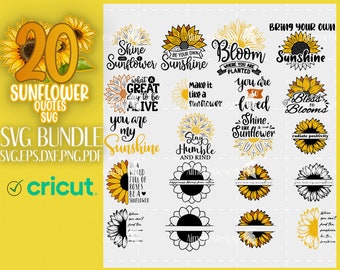 Sunflower Quotes Svg Bundle, Sunflower Svg, Flower Svg, Sunshine monogram svg ,Sunshine Svg Bundle,Cricut cut files silhouette,Svg,split svg