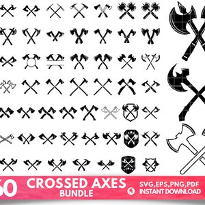 60 Axe SVG Cut Files, Axe Cut Files, Crossed Axes SVG, Lumberjack Axe Clipart Cut file svg dxf eps png Silhouette Cricut Transfer & Cutting