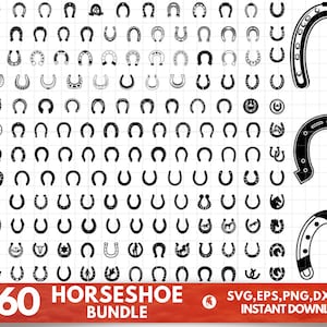 Horse Shoe SVG Bundle, Horse Shoe PNG Bundle, Horse Shoe Clipart, Horse Shoe SVG Cut Files pour Cricut, Horse Shoe Silhouette, Horseshoe Svg