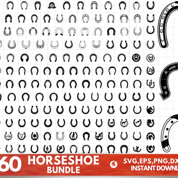 Horse Shoe SVG Bundle, Horse Shoe PNG Bundle, Horse Shoe Clipart, Horse Shoe SVG Cut Files pour Cricut, Horse Shoe Silhouette, Horseshoe Svg