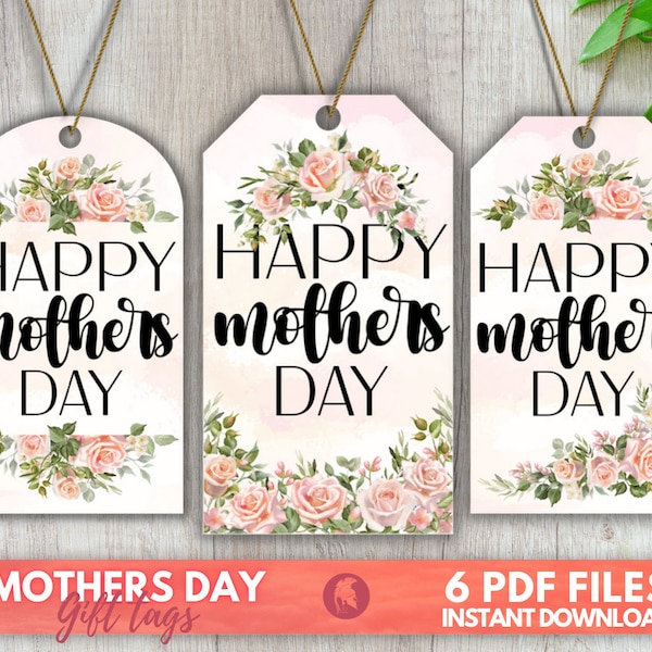 Mother's Day Gift Tags - ENGLISH & SPANISH / 3 Styles / Mother's Day Bright Floral / Mom Tags Printable / Download / Mothers Day Printable