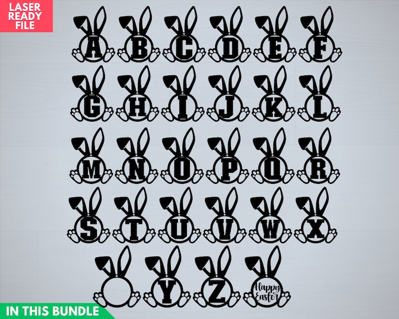 Easter Name Tag SVG for Bunny Letter Svg Etsy