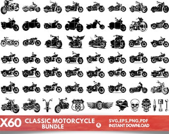 Classic Motorcycles Bundle SVG, PNG instant digital downloads,Classic Motorcycle Cut File For Cricut