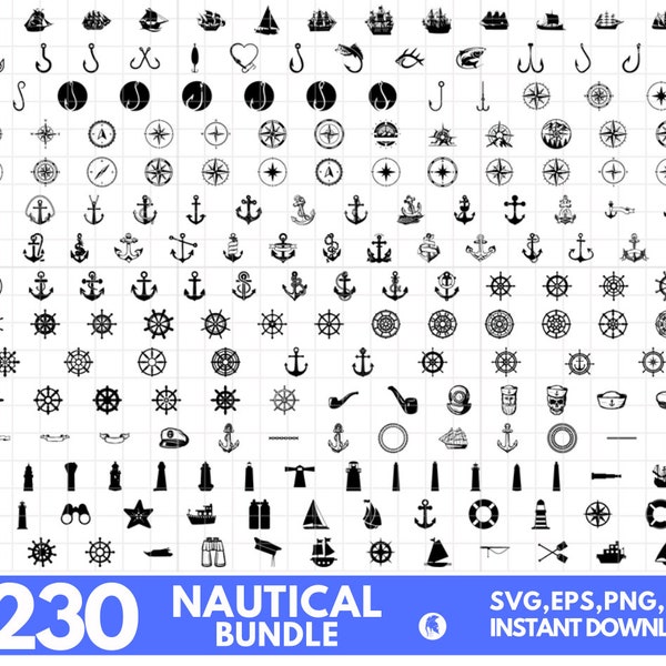 NAUTICAL SVG, Nautical Bundle Svg, Sailing Svg, Anchor Svg, Ocean Life Svg, Fish Svg, Nautical Clipart, Nautical Cut Files For Cricut