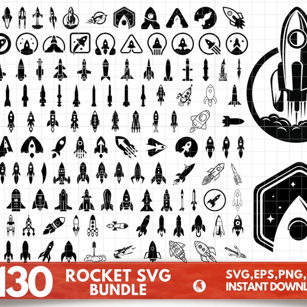 Rocket SVG Bundle, Rocket dxf, Rocket png, Rocket eps, Rocket vector, Rocket cut files, Spaceship svg, Space Shuttle svg, Rocket Ship svg