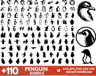 Penguin SVG Bundle, Penguin PNG Bundle, Penguin Clipart, Penguin SVG Cut Files For Cricut, Penguin Silhouette, Penguin Cut Files