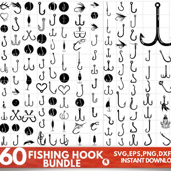 Fishing Hooks SVG Bundle - Fishing Hooks PNG Bundle - Fishing Hook Clipart - Fishing Hook SVG Files for Cricut - Fishing Hook Silhouette Svg