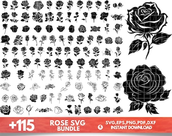 Roses SVG, Png, Dxf, Flower SVG, Rose Silhouette, SVG Cut Files, Rose ...
