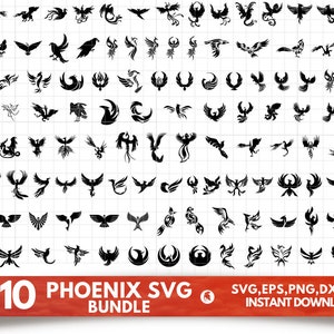 Phoenix SVG Bundle - Phoenix PNG Bundle - Phoenix Clipart - Phoenix SVG Cut Files For Cricut - Phoenix Silhouette - Phoenix Bird Head Svg