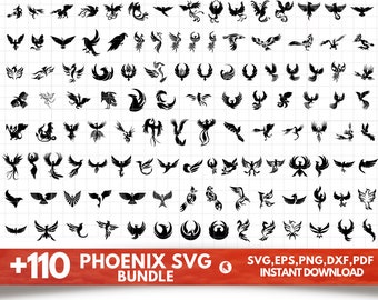 Phoenix SVG Bundle - Phoenix PNG Bundle - Phoenix Clipart - Phoenix SVG Cut Files For Cricut - Phoenix Silhouette - Phoenix Bird Head Svg