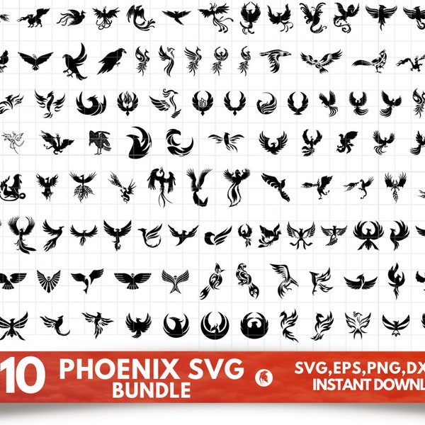 Phoenix SVG Bundle - Phoenix PNG Bundle - Phoenix Clipart - Phoenix SVG Cut Files For Cricut - Phoenix Silhouette - Phoenix Bird Head Svg