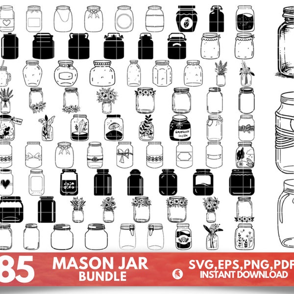 Mason Jar Svg, Glass Jar Svg, Jar Svg, Kitchen Svg, Mason Jar Cricut, Jar Clipart,Ball Jar Svg,Kitchen Conversions Svg,Svg Files for Cricut