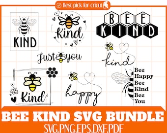 8 Bee svg bundle, bee kind svg, bee happy svg, bee trails svg, bees svg, bee sayings svg, bee quote svg, sublimation for silhouette cricut