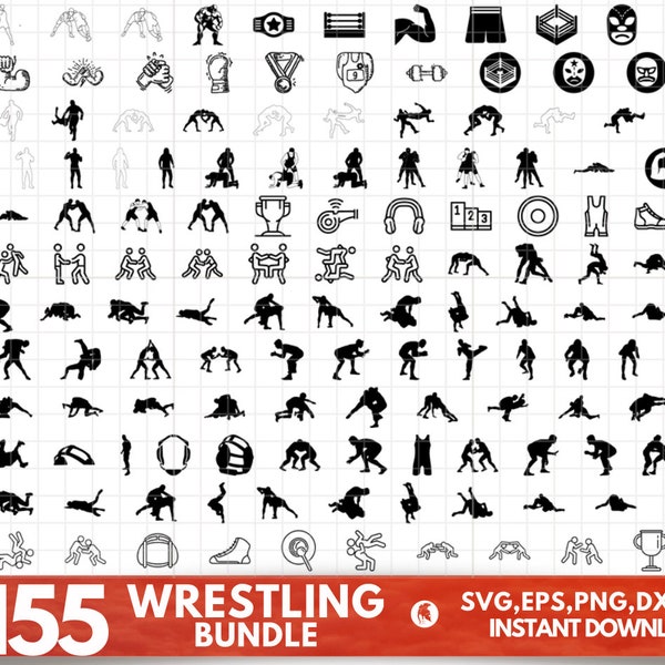 155 Wrestling SVG Bundle, Wrestling dxf, Wrestling png, Wrestler svg, Wrestling Mom svg,Wrestling Dad svg,Wrestling clipart,Wrestling vector