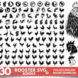 130 haan SVG bundel, haan dxf, haan png, haan eps, haan vector, haan gesneden bestanden, haan monogram SVG, haan hoofd SVG