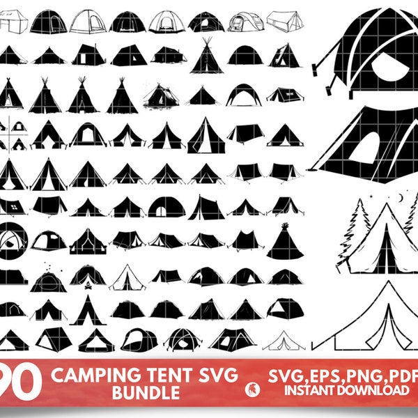 Camping Tent Svg, Tent Cricut, Tent Svg, Camping Svg, Camping Tent Clipart, Tent Silhouette, Tent Cut File, Tent Vector, Digital Download