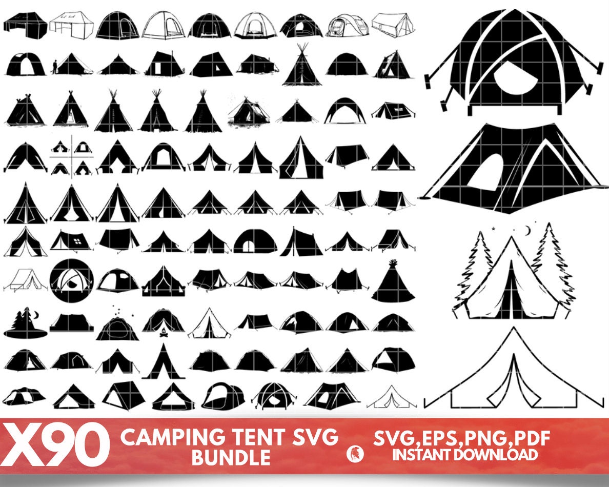 Tente de camping Svg, tente Cricut, tente Svg, camping Svg, Clipart tente de camping, Silhouette de tente, tente couper fichier, vecteur de tente, tél