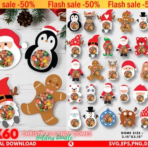 Kerst Candy Dome SVG bundel, Candy ornamenten SVG, chocolade houder SVG, Candy Dome SVG, Candy ornamenten SVG, kerst snoep houder.