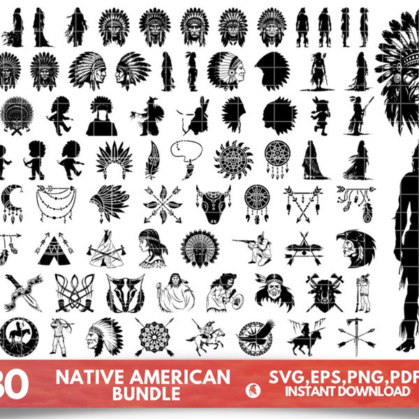 Native American Svg Bundle, Warriors svg, Mandala svg, American Indian Svg, American Native Digital Download, Indian Chief, SVG PNG files.