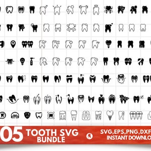 Tooth SVG Bundle - Tooth PNG Bundle - Tooth Clipart - Tooth SVG Cut Files for Cricut - Tooth Silhouette - Dental Svg Cut Files - Dental Png
