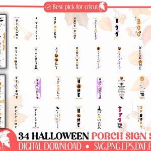 Halloween Porch Sign Svg Bundle, Welcome Sign Svg, Autumn Porch Sign, Door Sign Svg, Spooky Welcome Signs, Cut Files for Cricut, Silhouette.