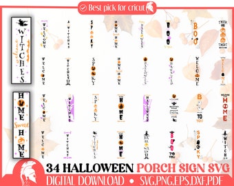Halloween Porch Sign Svg Bundle, Welcome Sign Svg, Autumn Porch Sign, Door Sign Svg, Spooky Welcome Signs, Cut Files for Cricut, Silhouette.
