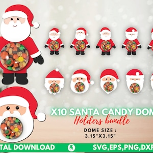 10 Santa Candy Holders SVG Cut Files, Christmas Candy Holder, Santa Claus SVG File, Candy Ornament SVG FIles