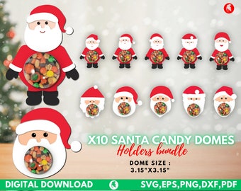 10 Santa Candy Holders SVG Cut Files, Christmas Candy Holder, Santa Claus SVG File, Candy Ornament SVG FIles