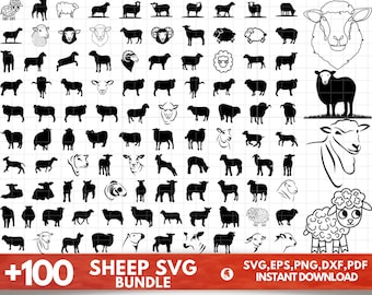 100  Sheep SVG Bundle, Sheep dxf, Sheep png, Sheep eps, Sheep vector, Sheep cut files, Sheep head svg, Farm animal svg, Sheep face svg