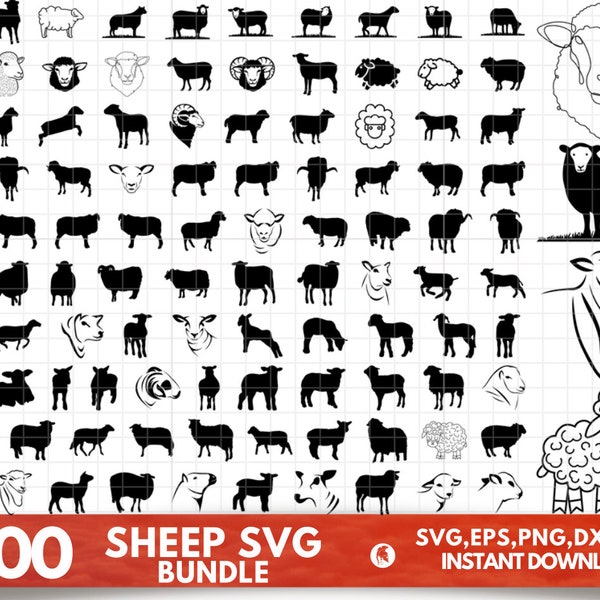 100  Sheep SVG Bundle, Sheep dxf, Sheep png, Sheep eps, Sheep vector, Sheep cut files, Sheep head svg, Farm animal svg, Sheep face svg