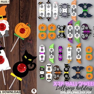 Halloween Lollipop Holder SVG, Layered Lollipop Holder Cutting File,Halloween Trick or Treat DIY Candy Holder, Cute Spooky Decor Kids Treats