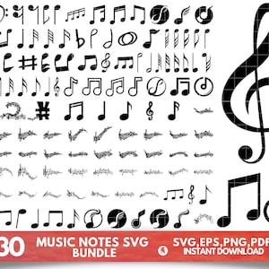 Music Notes SVG Musical Notes Clipart Music Lover Svg Files for Cricut Digital Download Cricut SIlhouette Cut File Musician Svg Music Sheets