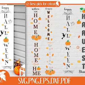 06 Fall Porch Sign SVG Bundle / Halloween Porch Sign, Autumn Porch Signs, Welcome Signs SVG Bundle, Cut Files for Cricut, Silhouette Files