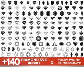 Diamond SVG Bundle - Diamond PNG Bundle - Diamond Clipart - Diamond SVG Cut Files for Cricut - Diamond Silhouette - Diamond Svg Png Files