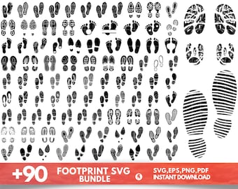 Footprint SVG, Foot Print Svg, Footprint Clipart, Shoe Print Svg, Shoe Step Cricut, Footsteps Svg, Footprints Vector, Instant Download, Png