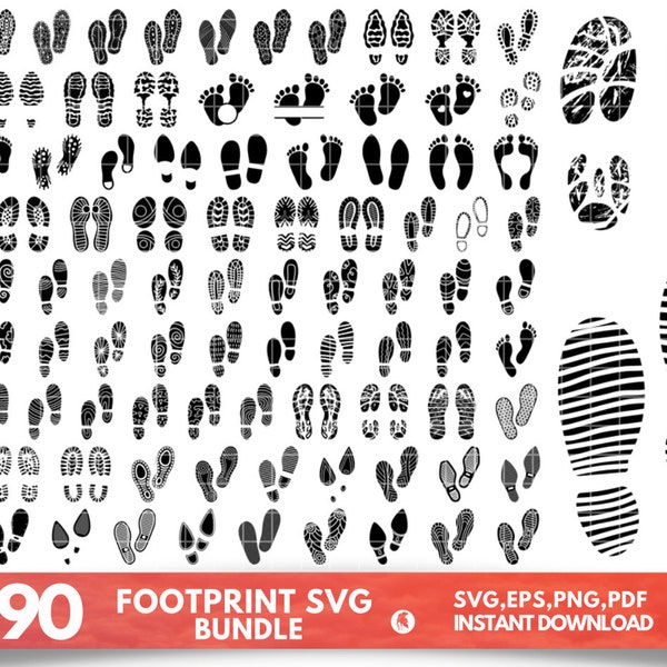 Footprint SVG, Foot Print Svg, Footprint Clipart, Shoe Print Svg, Shoe Step Cricut, Footsteps Svg, Footprints Vector, Instant Download, Png