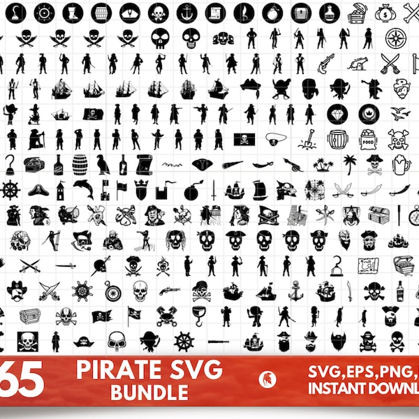 265 Pirate SVG Bundle, Pirate SVG, Pirate Silhouette, Pirate Ship Svg, Skull Svg, Pirate Clipart, Crossbones Svg, Pirate Flag Svg